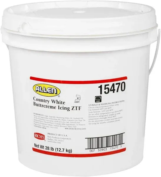 Rich's Allen Country White Buttercream Icing ZTF, 28 Pound (Pack of 1)