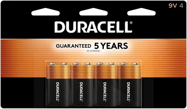 DURACELL Coppertop 9V Battery, 2 Count Pack, 9-Volt Battery with Long-Lasting Power, All-Purpose Alkaline 9V Battery for Household and Office Devices (Pack of 2)