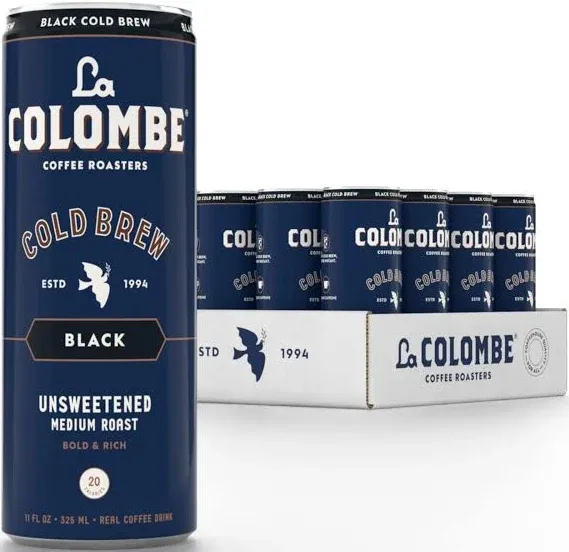 La Colombe Coffee, Cold Brew Black, Unsweetened, 11 fl oz Cans (Pack of 12), Coffeehouse Quality, Natural Sweetness, Specialty Grade Coffee Beans, Ready-to-Drink On-the-Go