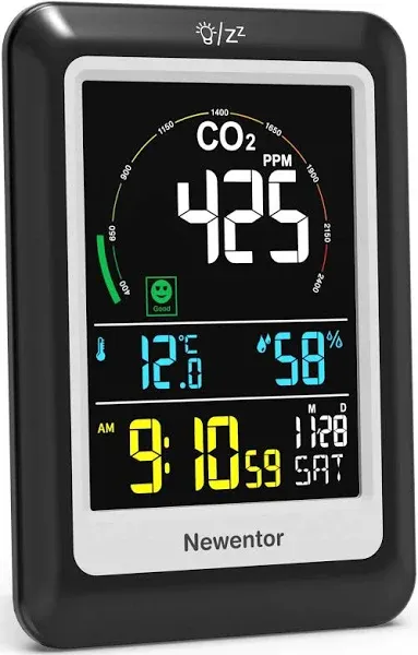 Newentor CO2 Monitor, Indoor Air Quality Meters, Carbon Dioxide Detector With Voice Alert, Large Display CO2 Tester, Temperature Humidity Sensor,