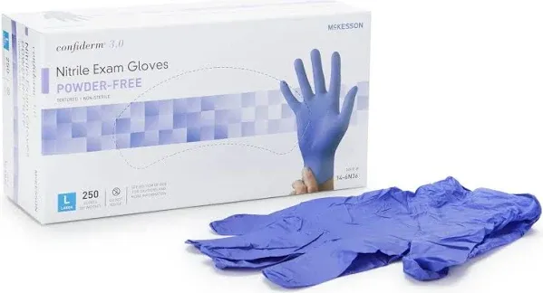 McKesson Confiderm 3.0 Nitrile Exam Glove, Medium, Blue - Box/100