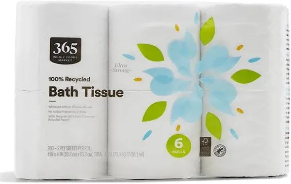 365 by Whole Foods Market, Bath Tissue Double Roll 260 Sheet 6 Count, 260 Count