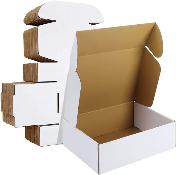 20 Pack White Corrugated Shipping Boxes 12x9x3 Inches for Safe Delivery