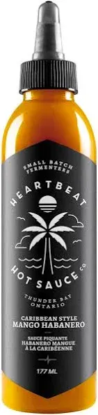 Heartbeat Hot Sauce Co. - Caribbean Style Mango Habanero, 6 oz. - Small Batch & Handmade, Vegan, Preservative Free