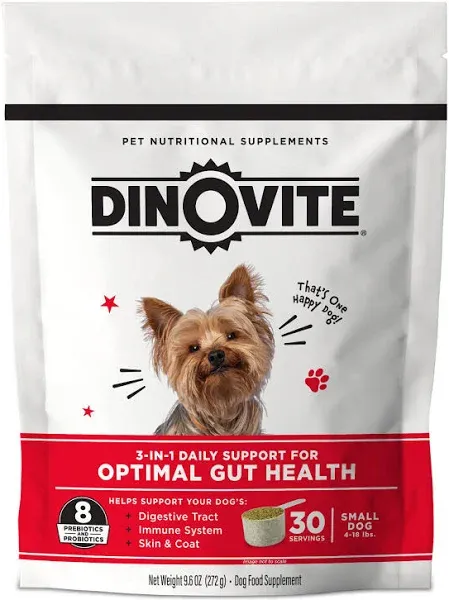 Dinovite Small Puppy Probiotic Supplement Omega 3 90 Day Supply for Puppies