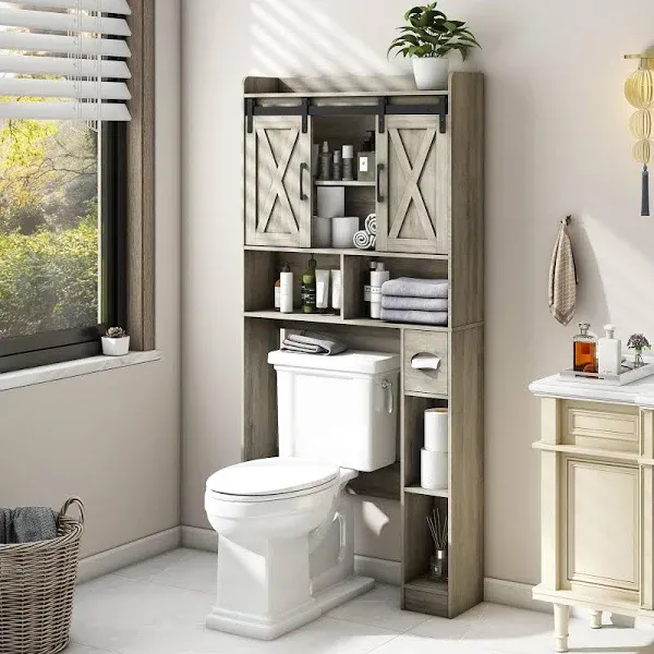 Over The Toilet Storage Cabinet  Farmhouse Storage Cabinet Over Toilet with...