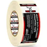 Buck Strapping Tape 2 Inch x 60 Yds (180ft) - 5.5Mil Thickness, Heavy Duty Industrial Grade Mono Directional Fiberglass Reinforced Filament Tape with Synthetic PET Adhesive for Bundling & Palletizing