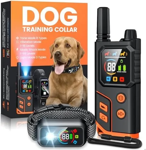 Dog Shock Collar 3300FT with Light for Night Walks, Dog Training Collar with Rem