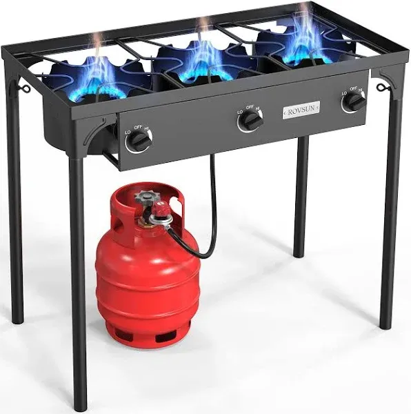 ROVSUN 3 Burner Outdoor Propane Gas Stove with Regulator 225,000 BTU Camping