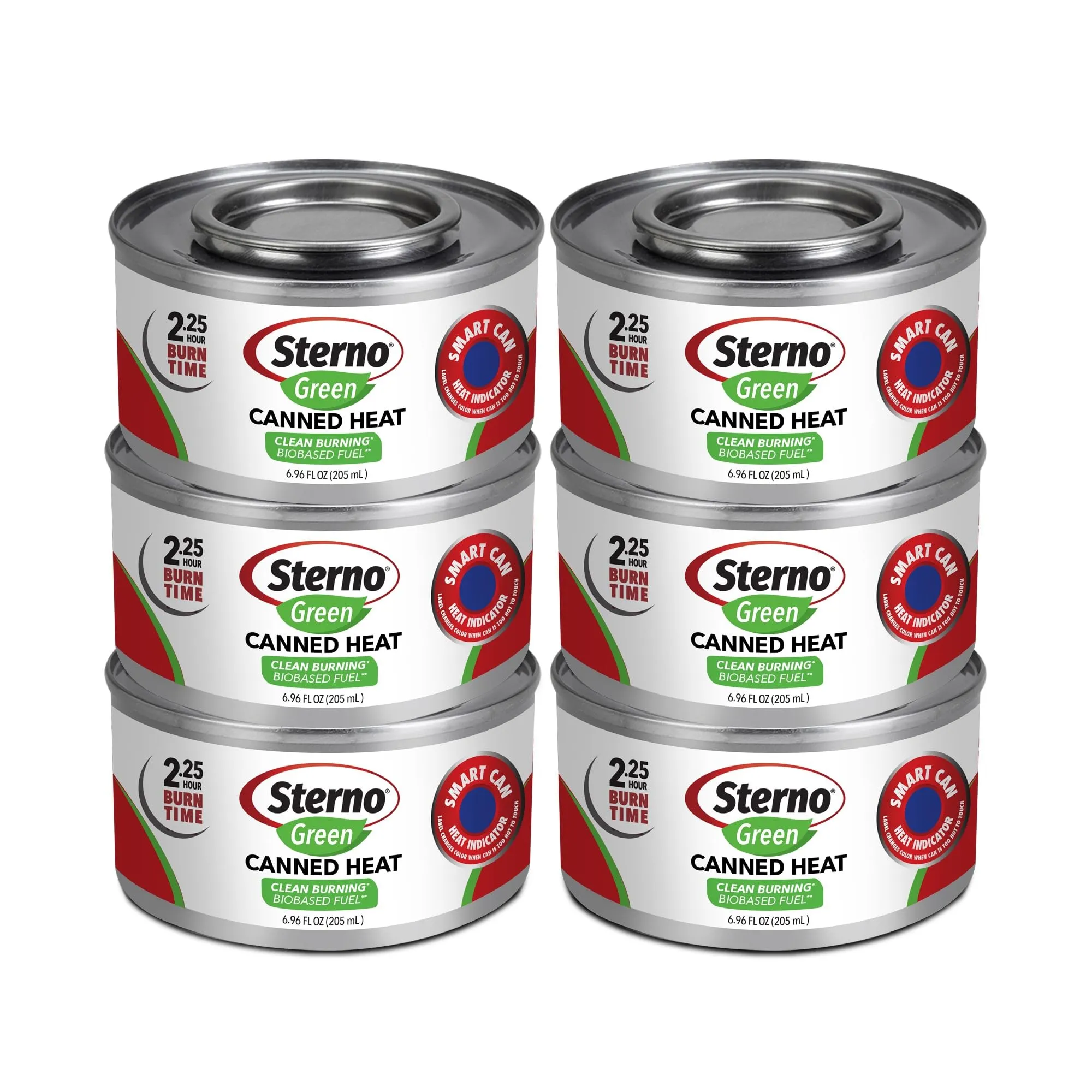 Sterno 2.25 Hour Green Canned Heat Ethanol Gel 6 Pack