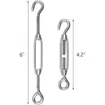 Hedume 12 Pack M4 Hook & Eye Turnbuckle for Cable Wire Rope Tension, 304 Stainless Steel Heavy Duty Wire Rope Tension for DIY String Light Picture Hanging, Garden Wire, Fence Gate Wire, Tent Rope