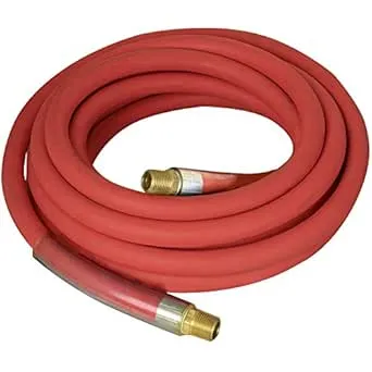 Apache 98108806 3/4" x 75' Industrial Rubber Water Hose Assembly with Male x Female Garden Hose Thread Fittings,Red