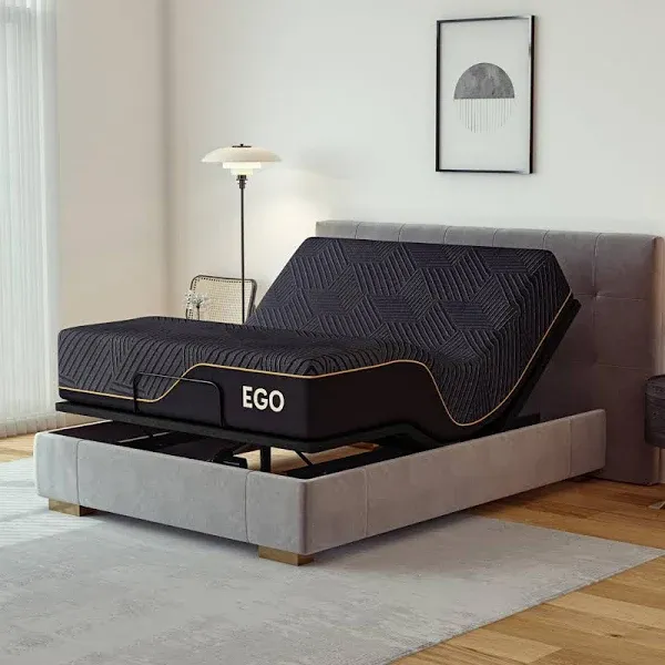 EGOHOME Adjustable Bed Frame Queen and 14 inch Copper Gel Memory Foam Mattress Set for Pain Relief, Metal Foldable Bed Base with Remote for Independent Head and Foot Incline, Zero Gravity Mode