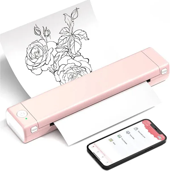 Portable Printers Wireless for Travel M08F Bluetooth Printer Pink 