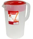 Rubbermaid Clear Pitcher 1 gl Comfortable Handle Red Lid Durable Sturdy Material