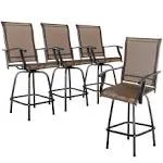 Outdoor Patio Swivel Bar Stools, All-Weather Textilene, Brown (4PCS)