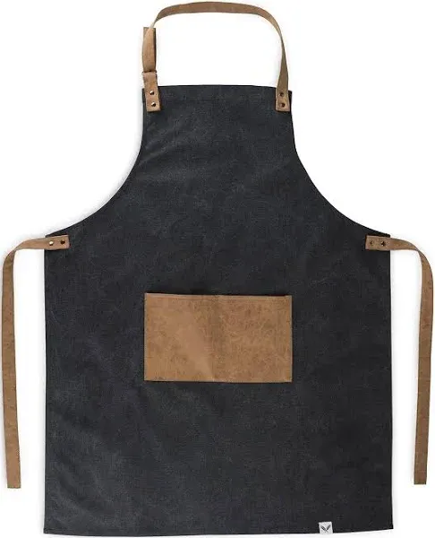 Foster & Rye Grilling Apron with Pocket, Canvas Apron for Men with Adjustable Strap, BBQ & Grill Accessories for Indoor & Outdoor Cooking, 35" x 26.75", Black