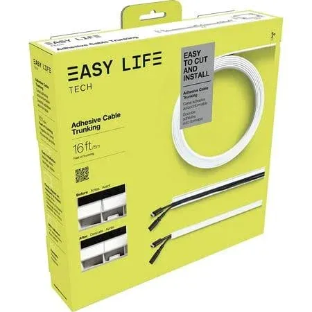 Cable Trunking Raceway 192" Self-Adhesive Paintable Cord Management, Cord Cover in a Roll Includes Junction Pieces and Easy to Store for Home and Office, 5/8" x 1.25" x 192" by Easylife Tech