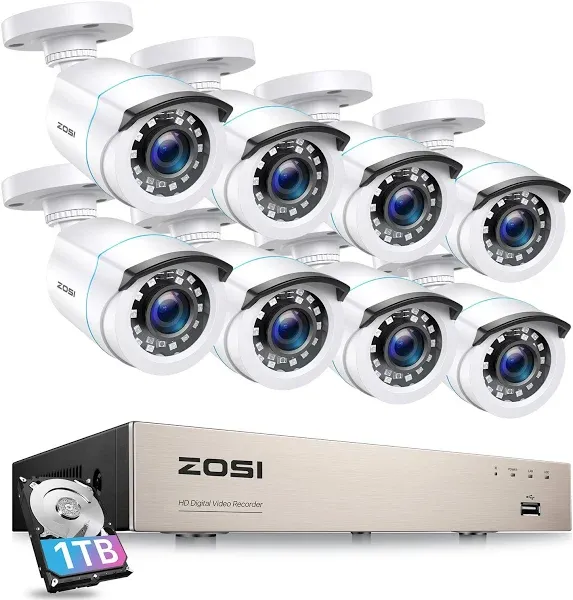 Zosi 8 Channel 1080p Cctv Security System 80ft Night Vision