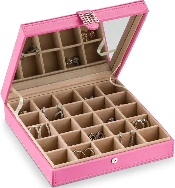 Earring Organizer Box [25 Sections, Choice of 3 Colors] Pink