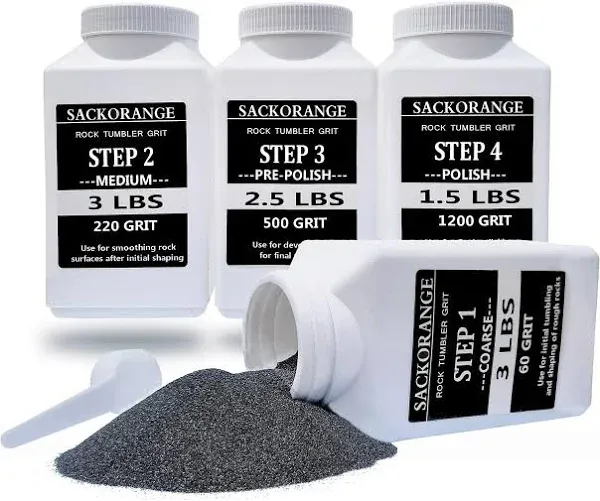 10 LBS Large Weight 4 Step Rock Tumbler Grit Kit, Tumbling Media Refill - Coarse/Medium/Pre-Polished/Final Polish Grit Works with Any Rock Tumbler, Rock Polisher, Stone Polisher