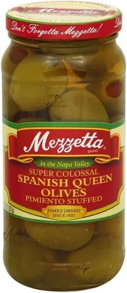 Mezzetta Olives, Spanish Queen, Super Colossal, Pimento Stuffed - 10 oz