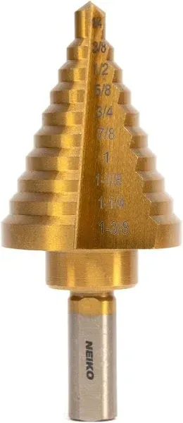 10 Sizes Titanium Step Drill Bit, 1/4 to 1-3/8 Inches High Speed Steel Step Dril