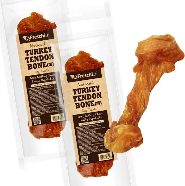 Afreschi Turkey Tendon Dog Treats for Signature Series, All Natural Human Grade Puppy Chew, Ingredient Sourced from USA, Hypoallergenic, Rawhide Alternative, 2 Units/Pack Ring (Medium)