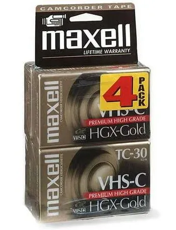 Maxell TC-30 VHS-C Videocassettes (4-Pack)