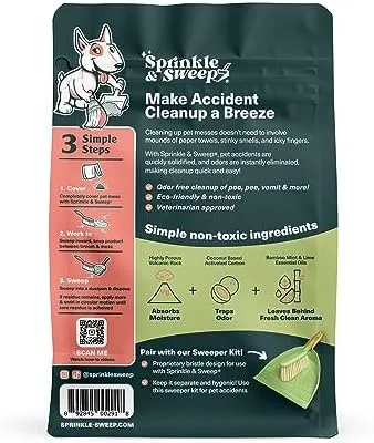 Sprinkle & Sweep Pet Accident Cleanup for all Hard Surface - Non Toxic Quick Pet Mess Cleaner & Odor Remover for Urine, Poop, Vomit, Diarrhea & Potty Training, Travel Pack (4oz)