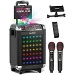 Masingo Karaoke Machine for Adults and Kids with 2 Bluetooth Wireless Microphones Portable Singing Pa Speaker System with Party