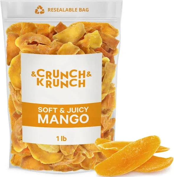 Dried Mango Slices - Delicious Soft & Juicy Mango, 16 Oz - Healthy Snack Bulk Pack, Delicious Texture, Chewy Ripened Mangos Dried Fruits with Natural Tangy Sweetness of Fresh Mangoes.