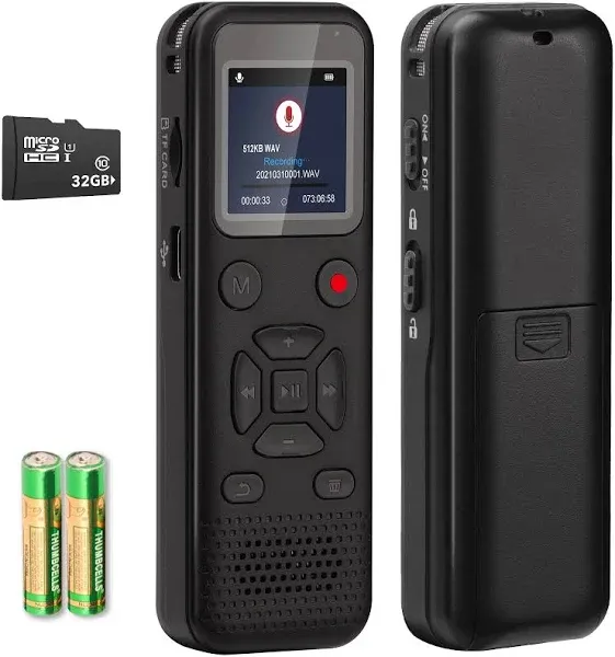 dgtenk 72GB Digital Voice Activated Recorder: Portable Tape Recorder with Playback Audio Recording Device for Lectures Meetings, Small