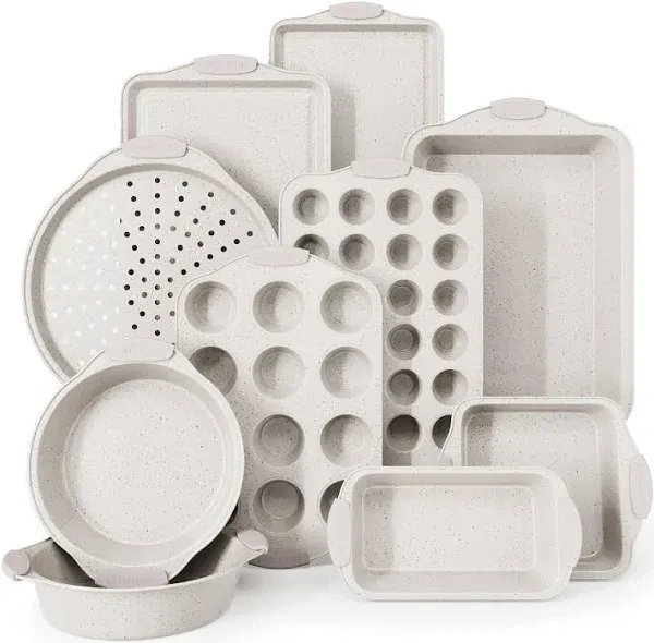 Cream  ... Nonstick Stackable Bakeware Set - Durable  Easy Release Baking Set