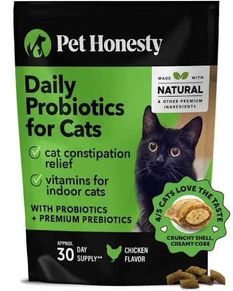 Pet Honesty Digestive Probiotics Max Strength for Cats Supplement - Digestive Support + Gut Health, Probiotic for Cats, Cat Constipation Relief, Bowel Support, Immunity & Overall Health - 120 Scoops