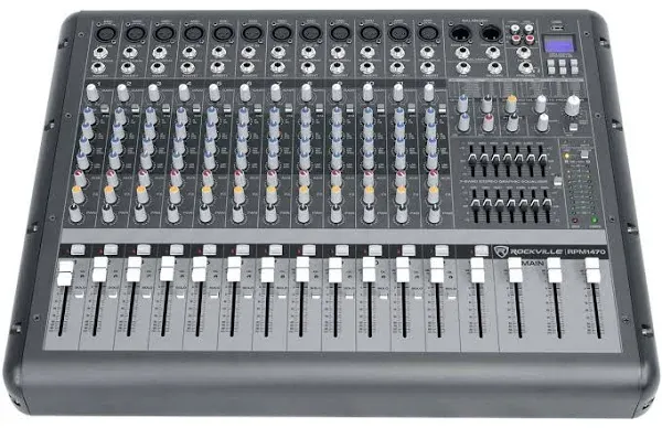 Rockville RPM1470 14 Channel 6000w Powered Mixer w/USB, Effects/14 XDR2 Mic Pres