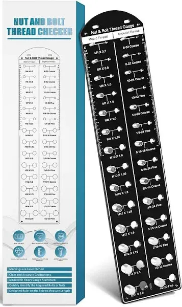 PartyKindom Thread Checker: 28 Nut and Bolt Thread Checker Standard and Metric Aluminum Bolt Size and Thread Gauge 14 Standard & 14 Metric Bolt and Nut Identifier Gauge, Screw Size Gauge