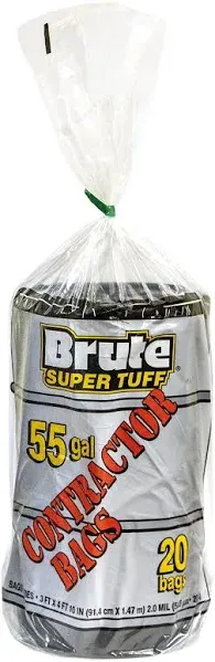 Super Tuff Contractor Trash Bags, 55 Gallon, 20 Bags