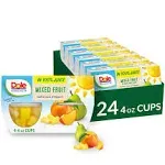 Dole Fruit Bowls Cherry Mixed Fruit in 100% Juice, Gluten Free Healthy Snack, 4 Oz, 24 Total Cups