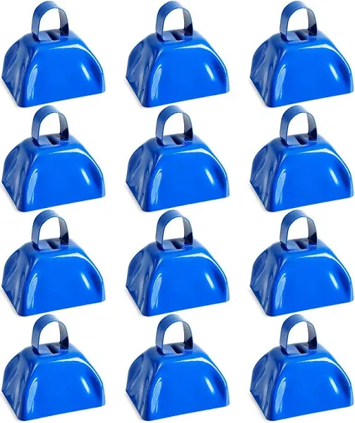 BLUE PANDA Set of 12 3-Inch Cowbells with Handle, Hand Percussion Cow Bells 