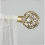 Exclusive Home Rings 1" Curtain Rod and Coordinating Finial Set, Gold, Adjustable 36" 72"