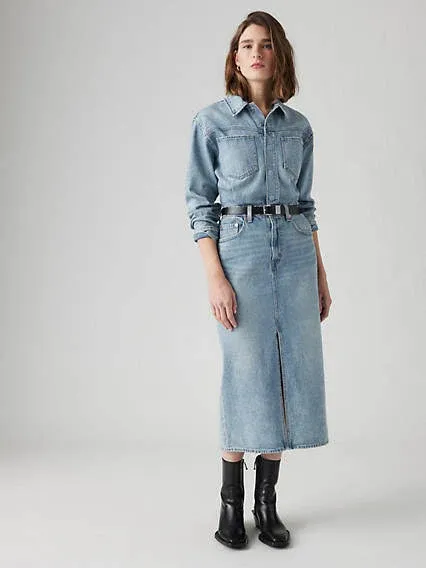 Levi&#39;s Denim Midi Shirt dress - blue on Garmentory