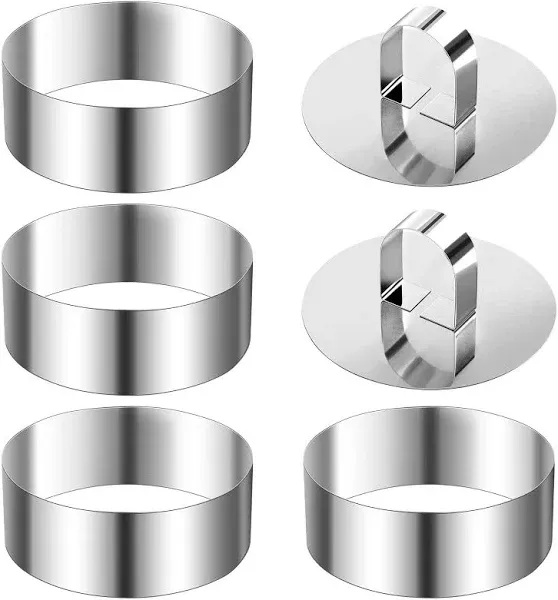 ATPWONZ Set of 4 Round Stainless Steel Small Cake Rings