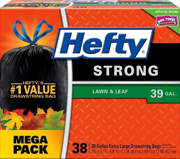 Hefty Strong Lawn &amp; Leaf Trash Bags, 39 Gallon, 40 Count FREE SHIPPING