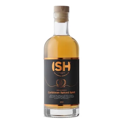 ISH Caribbean Spiced Spirit | Award-Winning Non-Alcoholic Rum | Made with Natural Ingredients | Less than 1 gram of Sugar | Only 10 Calories per Serving | 500 ml Bottle