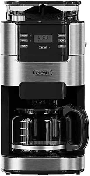 Gevi 10-Cup Drip Coffee Maker with Built-in Grinder Programmable Brew Coffee Machine with Timer