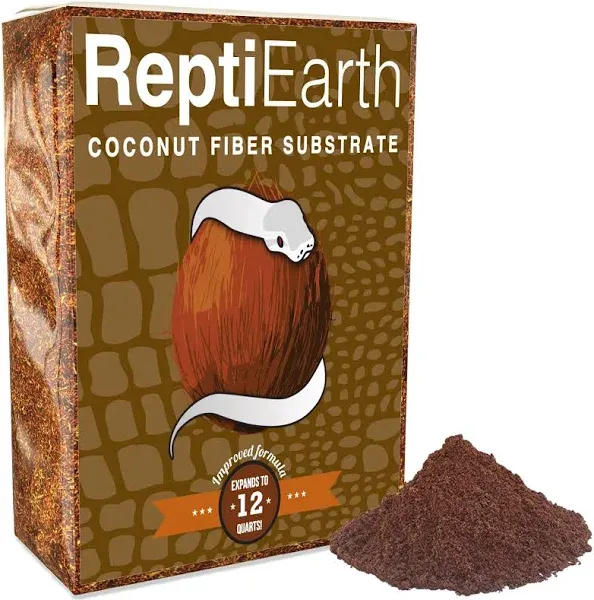 ReptiEarth Fine Coconut Fiber Substrate, Fluffy Small-Strand Reptile Substrate and Snake Bedding for Bioactive Terrarium Tanks, Organic Coco Fiber