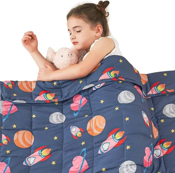 yescool Weighted Blanket 3 Pounds Cooling Weighted Lap Blanket, Space Plane Heavy Blanket for Sleeping, Breathable Weighted Throw Blanket for 20-40lbs, 36"x48"