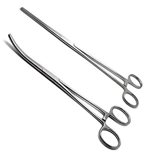 Set of 2 Premium Quality 12&#034; Rochester Pean Hemostat Forceps Straight &amp; Curve...