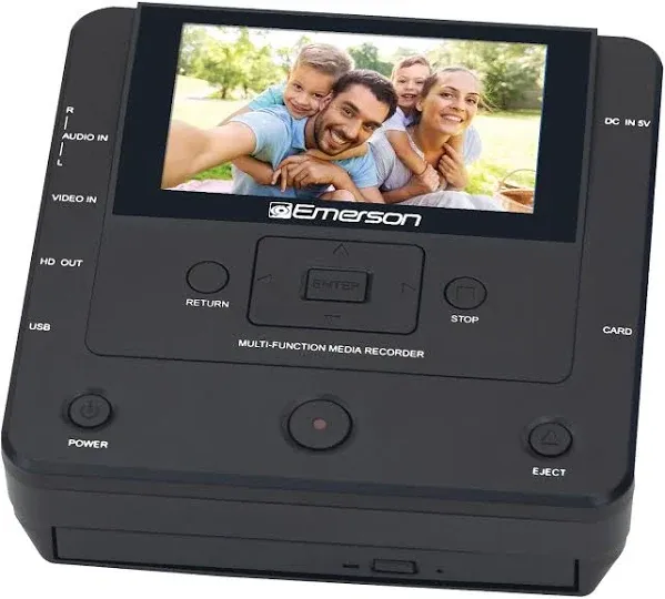 Emerson EMT-1200 Multimedia Recorder with 4.3-Inch LCD Screen: Record Videos, Music, and Photos from Phone to DVD, USB, or Memory Card - HD Media Output, App Integration, and Accessories Included